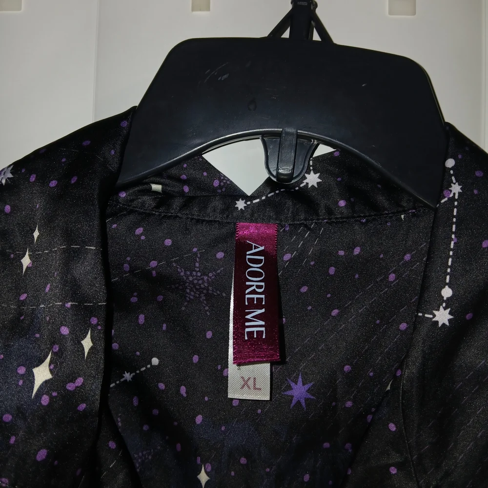 Adore Me Black and Purple Constellation Pajama Top - Picture 3 of 5